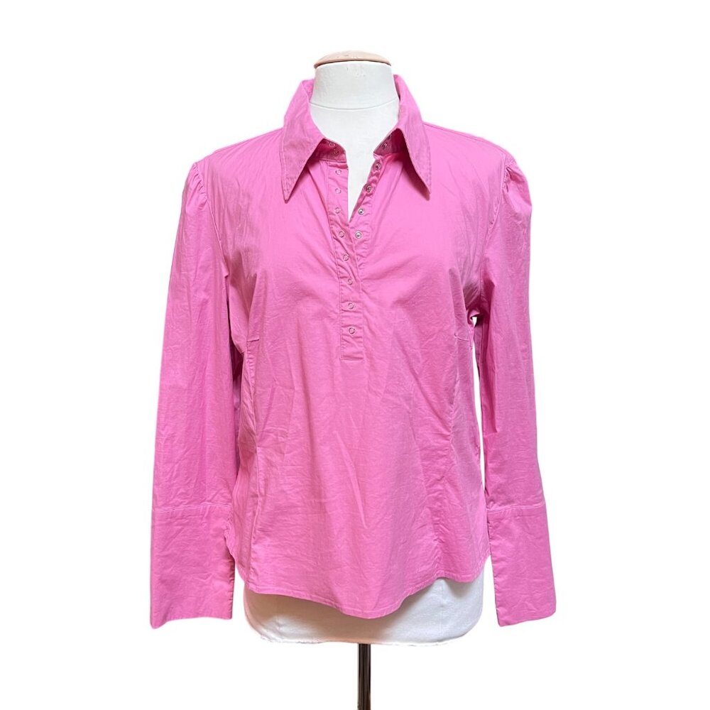 Forenza Vtg Pink Long-Sleeve Button-Up Shirt 16 Snap Details Western Pirate 90s‎